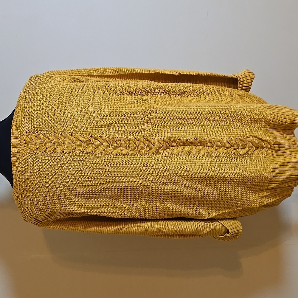 New York & Company Mustard Yellow Keyhole Long Sleeve Sweater XL - Picture 5 of 5